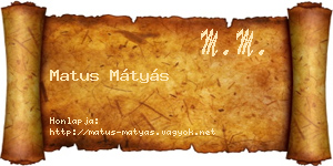 Matus Mátyás névjegykártya